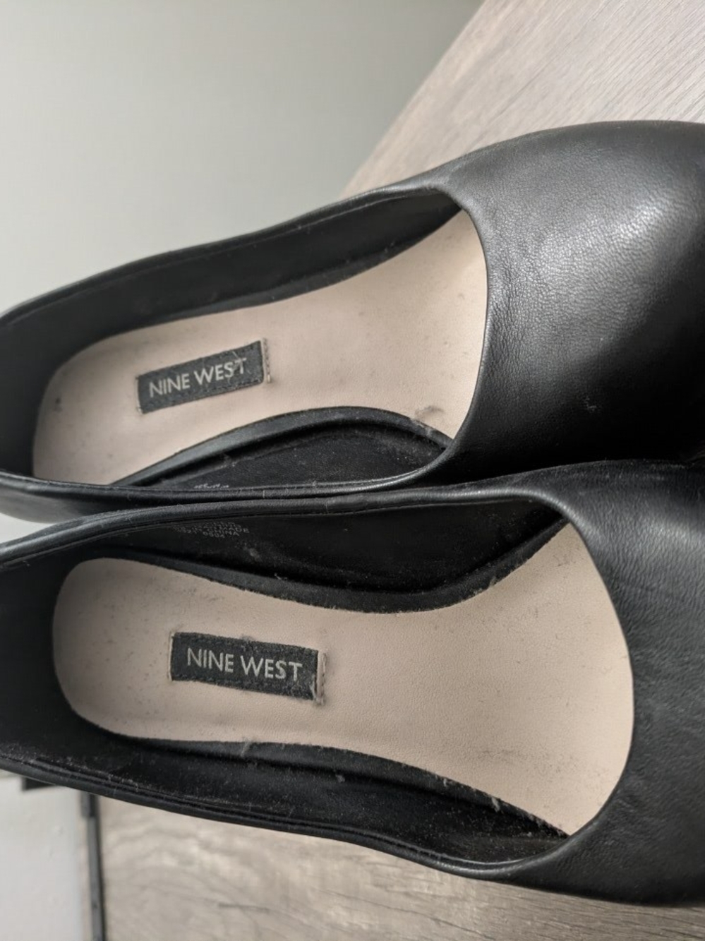 Nine West Black Leather Slip-On Ballet Flats